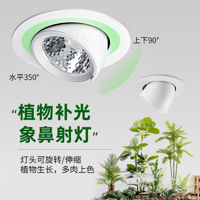 苔藓植物补光灯led仿太阳全光谱嵌入天花象鼻射灯绿植生长植物灯