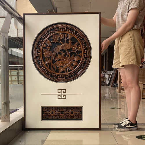 新东阳木雕仿古挂画福梅兰竹菊竖客厅玄关挂件墙画装饰画