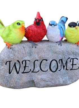 园庭院别墅 店铺装饰小鸟欢迎牌树脂园林造景