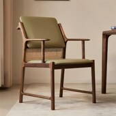 北美餐椅带扶手飞燕椅复古靠背休闲椅实木书椅