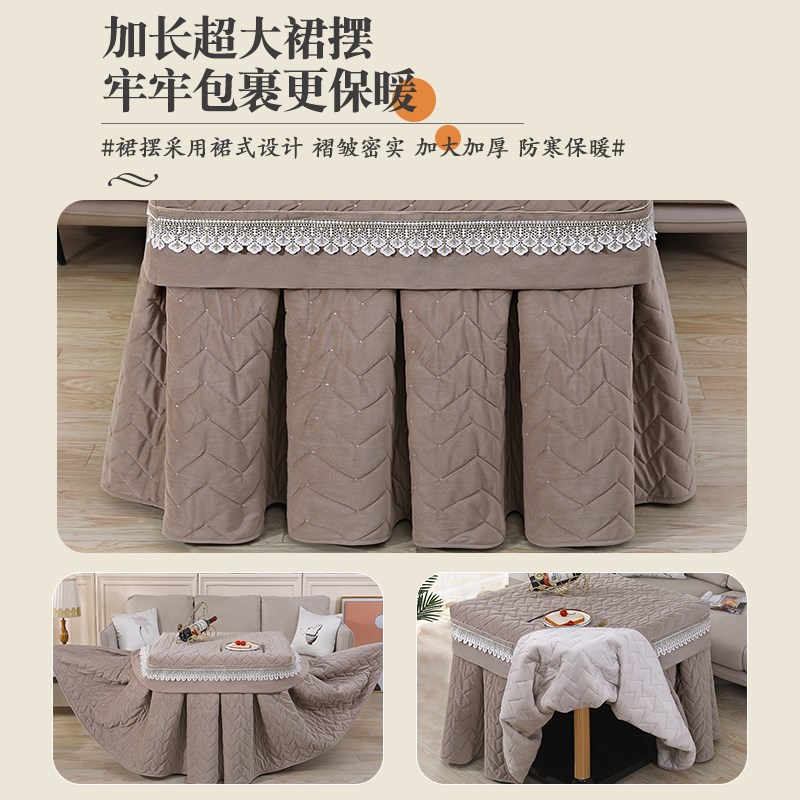 烤火桌子罩正方形面绒加厚烤火罩电取暖炉罩麻将机桌罩冬季