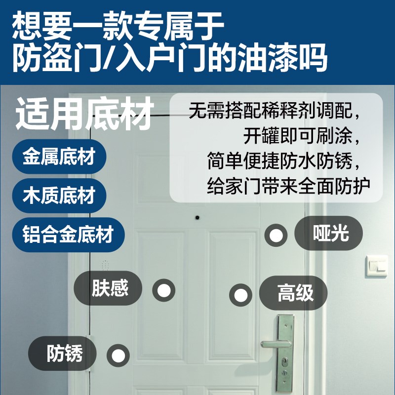 入户门防盗门改色漆大门进户铁门自刷翻新换色水性金属漆油漆