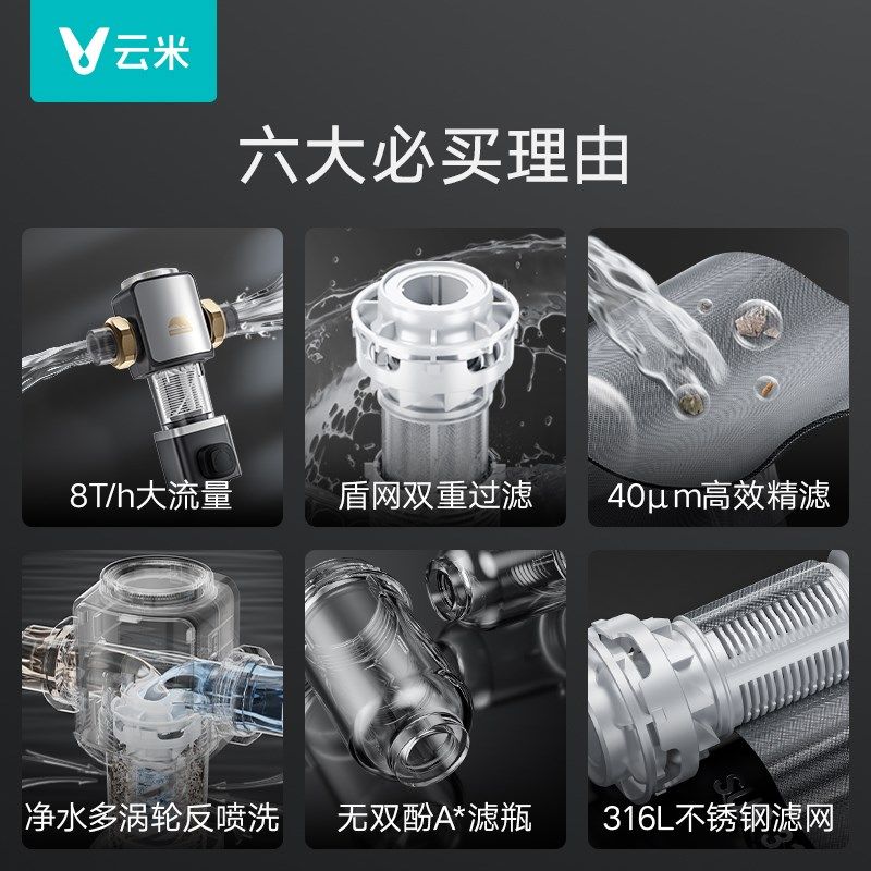 云米前置小海豚家用自来水前置净水器自动反冲洗全屋净水机