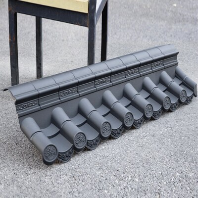 20带脊单面瓦墙头盖顶一体仿古PP树脂单边院墙压顶U塑料中式围墙