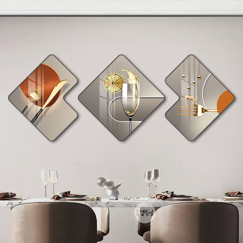 现代饭厅饭厅装饰画酒杯餐桌背景墙壁画高级感大气挂画三联画,家居饰品,现代装饰画,淘宝优惠券,粉丝福利购,淘宝优惠卷