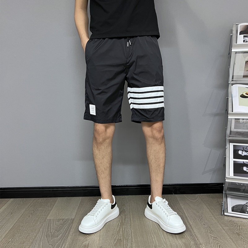 短裤男士外穿潮牌冰丝休闲裤运动五分裤网红条纹四道杠速干沙滩裤,男装,休闲裤,淘宝优惠券,粉丝福利购,淘宝优惠卷