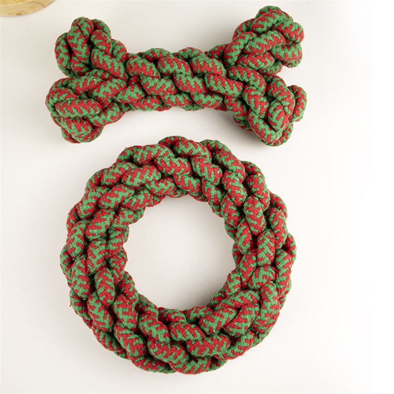 宠物用品狗狗绳结玩具耐咬磨牙大型犬金毛拉布拉多棉绳骨头圆环