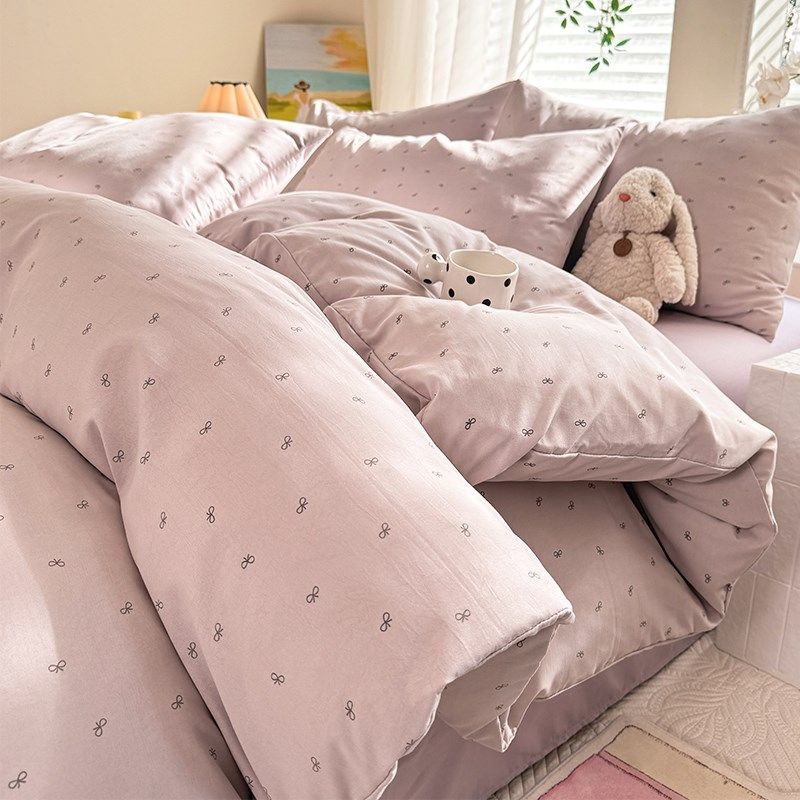 水洗棉床上四件套夏季少女单人宿舍被套非全棉纯棉床单床笠三件套,床上用品,床品套件/四件套/多件套,淘宝优惠券,粉丝福利购,淘宝优惠卷