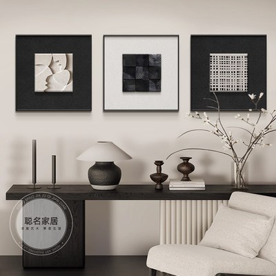 立体砂岩20新款客厅装饰画中古风壁画高级感沙发背景墙挂画