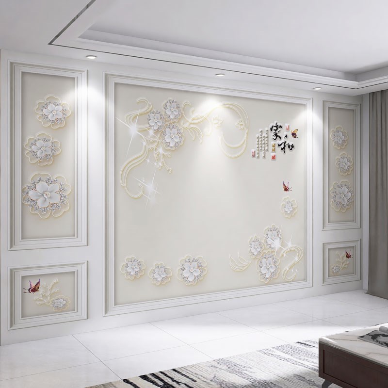 轻奢壁画3d立体现代简约电视背景墙壁纸客厅墙纸壁布沙发自粘墙布