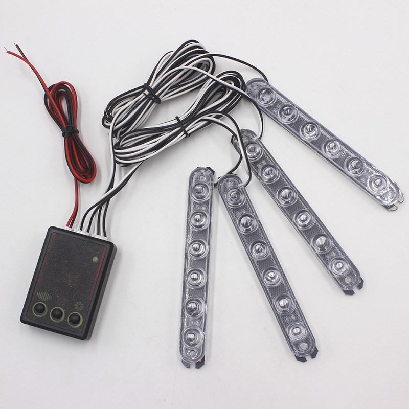 汽车中网爆闪灯V有线一拖四改装高亮led装饰警示灯频闪日行灯