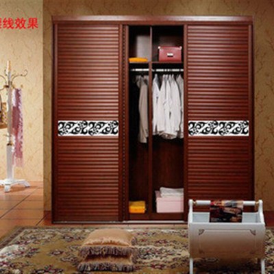 移门定制钛镁铝合金木塑板衣柜门 百叶板推拉门壁橱门皮革移门