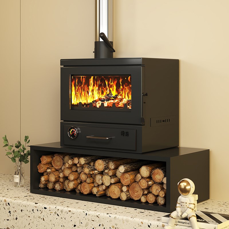 壁炉真火木柴冬天柴火取暖炉燃木柴农村冬季室内取暖器家用烧柴真