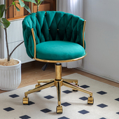 轻奢化妆椅卧室化妆椅家用布艺主播化妆台椅金色美甲椅电脑桌椅