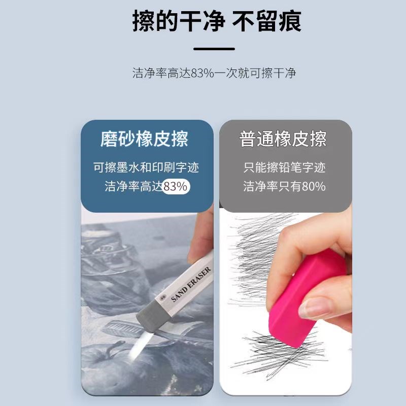 【开学必用】网红磨砂橡皮学生考办公全砂橡皮可擦中性笔橡皮擦