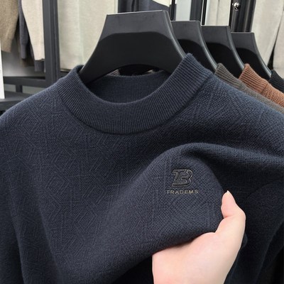 毛衣男款冬季加厚提花半高领高级感休闲保暖可外穿男士羊毛打底衫