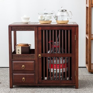胡桃木移动茶车茶台烧水壶一体家用客厅新中式小型实木茶边柜茶桌