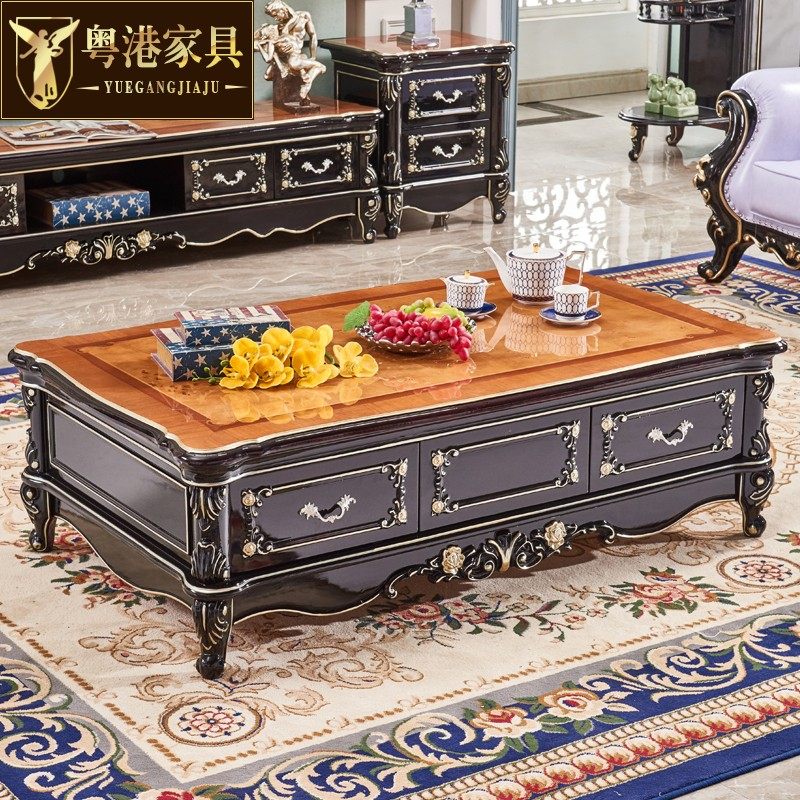 粤港家具欧式茶几黑檀色实木茶几美式茶几客厅家具茶几电视柜组合,住宅家具,茶几,淘宝优惠券,粉丝福利购,淘宝优惠卷