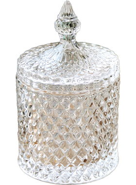 大号带盖透明玻璃糖罐储物罐创意摆件厨房糖果罐欧式糖缸带盖果盘