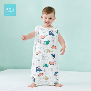 纱布背心睡袋纯棉春夏季 儿童连体睡衣婴幼儿防踢被宝宝春秋天 薄款