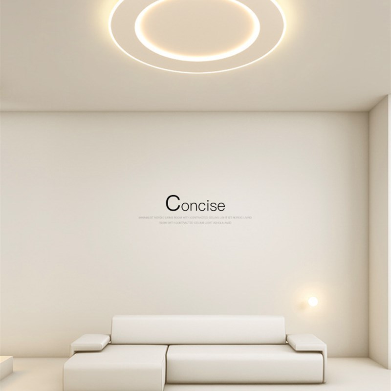 现代简约卧室吸顶灯北欧极简圆形餐厅灯具客厅超薄书房LED主卧灯