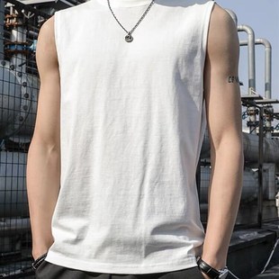背心男款 无袖 运动健身篮球砍袖 潮牌宽松纯色坎肩男装 t恤男潮夏季