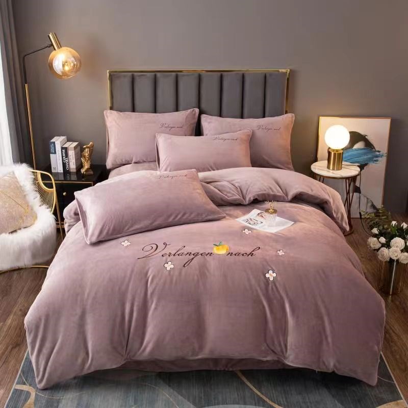 XT 15牛奶绒床上四件套牛奶绒被套加厚牛奶绒冬加绒被罩床单四件