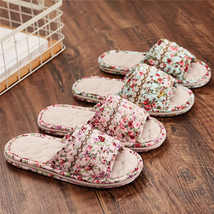 2020年韩版加厚三成底防滑胶粒鞋底静音纯棉家居地板地砖拖鞋男女