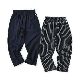 复古百搭老爹裤 日单日系潮流男士 全棉条纹宽松窄口阔腿锥形休闲裤