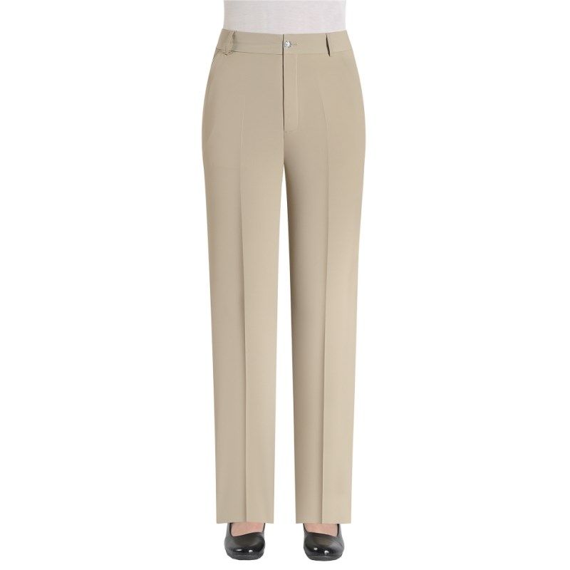 夏季新款米色中老年女装高腰直筒妈妈裤宽松大码女裤中年女西装裤,女装/女士精品,西装裤/正装裤,淘宝优惠券,粉丝福利购,淘宝优惠卷