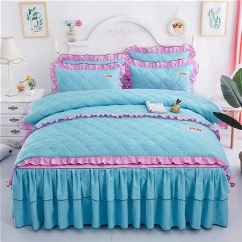 结婚庆夹棉床裙式四件套喜庆大红色加厚纯棉磨毛全棉防滑床罩被套,床上用品,婚庆床品套件,淘宝优惠券,粉丝福利购,淘宝优惠卷