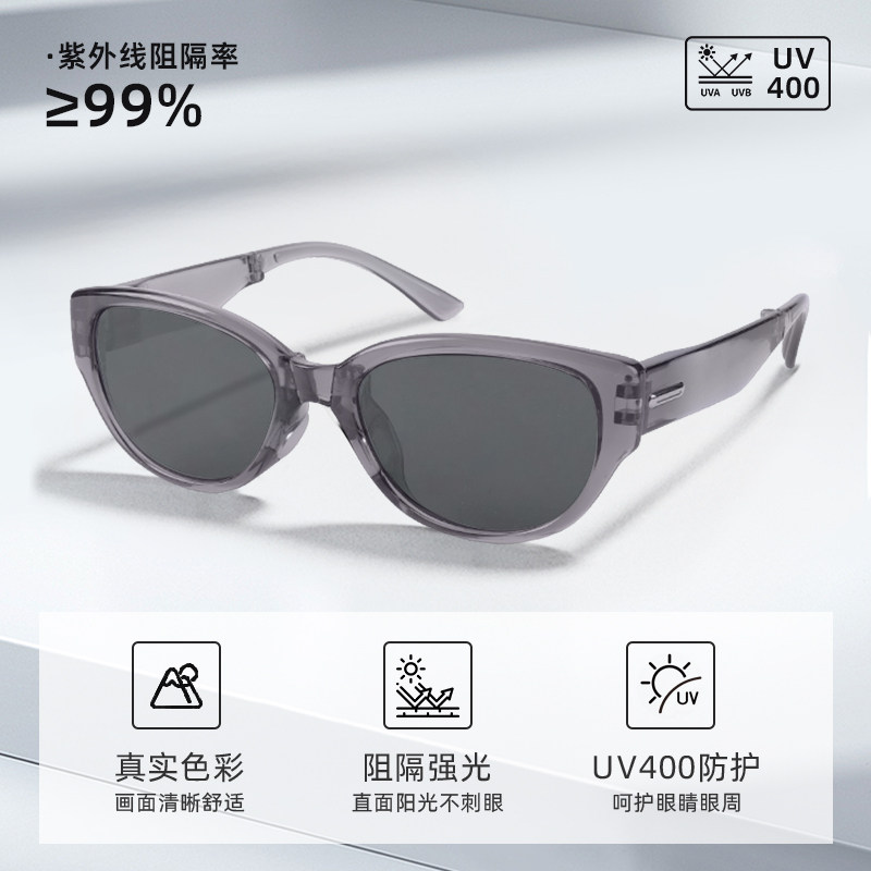 德芬妲猫眼墨镜女2025新款防晒复古高级感显脸小大框偏光太阳眼镜