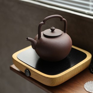 紫泥陶壶纯手工紫砂电陶炉烧水壶煮茶G壶养生壶提梁吴经炭炉耐高