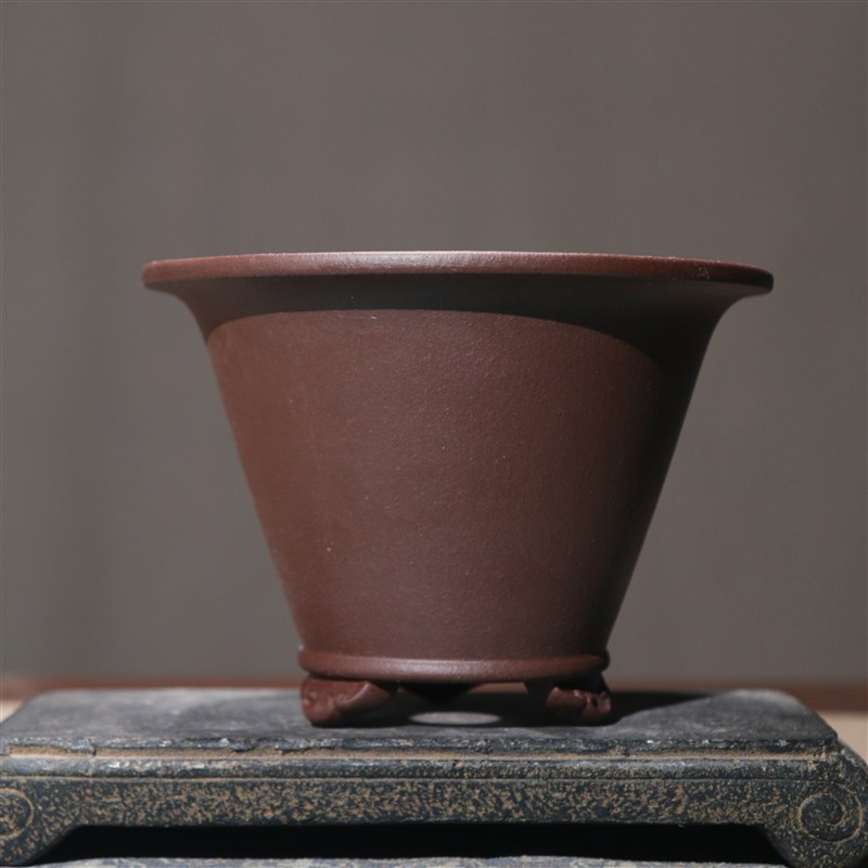 紫砂花盆斗笠盆斗盆手工兰花盆精品春兰盆觅陶乡建兰手工盆景盆