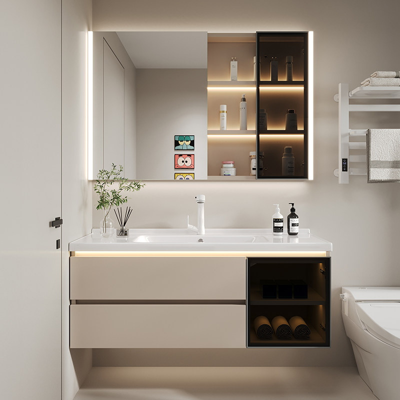 奶油风浴室柜一体盆陶瓷洗手盆洗脸盆柜洗漱台洗手池柜,家装主材,浴室柜组合,淘宝优惠券,粉丝福利购,淘宝优惠卷