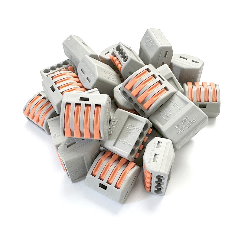 100只PCT-214一进三出电线连接器快速接头接线端子并线器铜芯