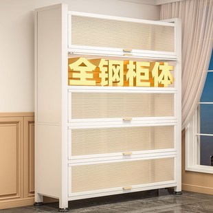 家用钢制书柜带门儿童书架防尘y储物柜展示柜客厅落地置物架收纳