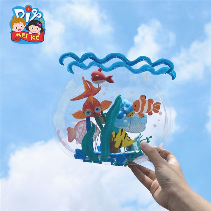 春天彩绘水族馆手工di幼儿园儿童创意美术涂鸦绘画材料包