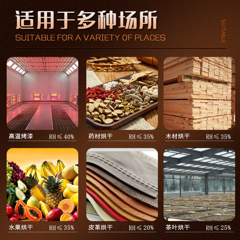 工业耐高温除湿机烘乾房升温加热油漆木材茶叶药材海鲜乾燥除湿机