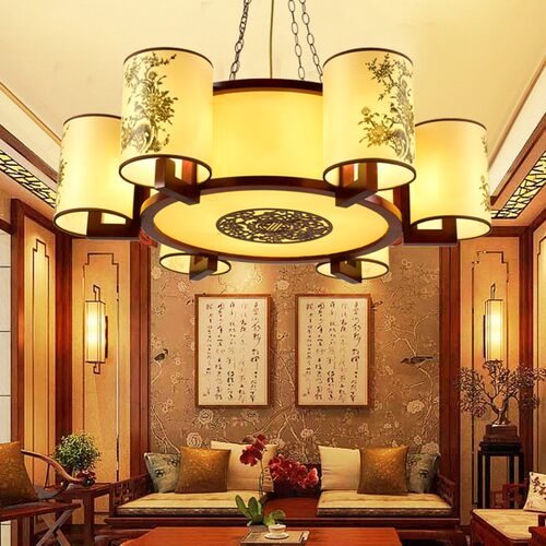 羊皮茶楼酒店包厢灯具古典中实木客厅灯
