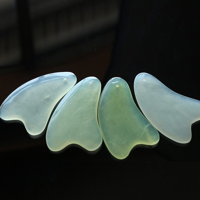 天然玉石刮痧板瘦腿眼部面部脸部美容非砭石牛角刮痧片岫玉石加厚