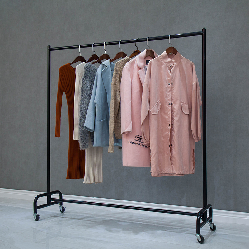 可单杆式晾衣杆挂衣架纳米金多功能晾衣架家用置地衣架带轮子