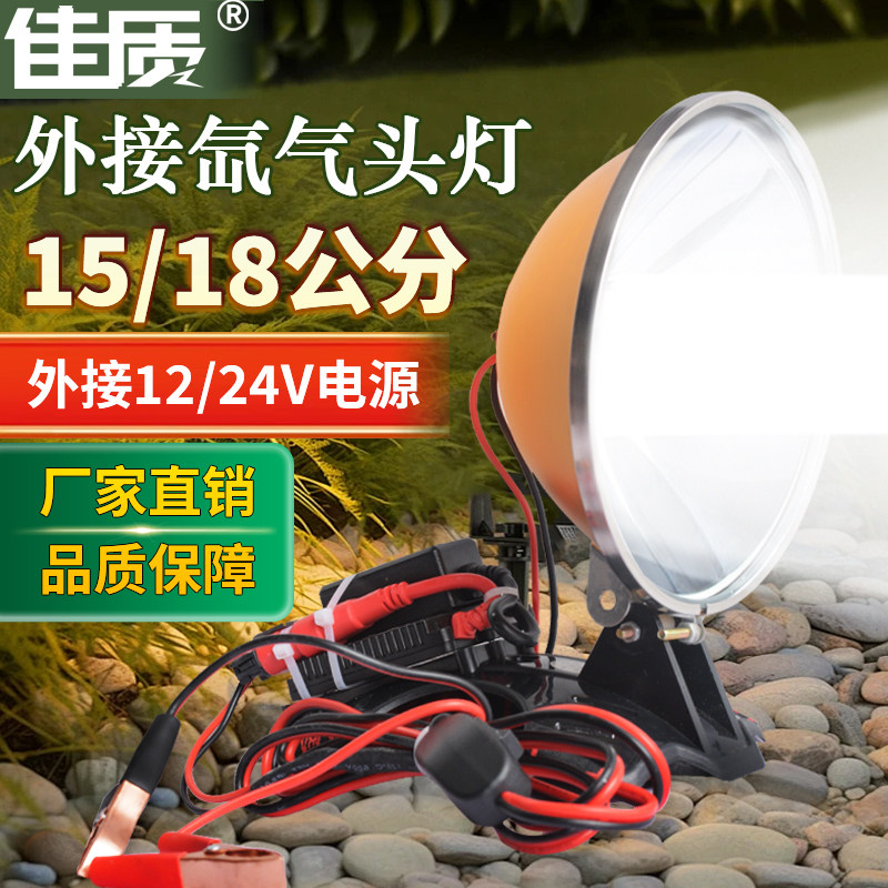 12V强光头灯超亮远射氙气灯头戴式夜钓鱼灯户外赶海照明灯头灯