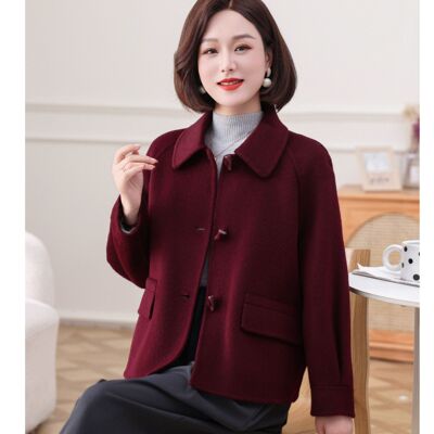 2025春季新款双面羊毛大衣短款