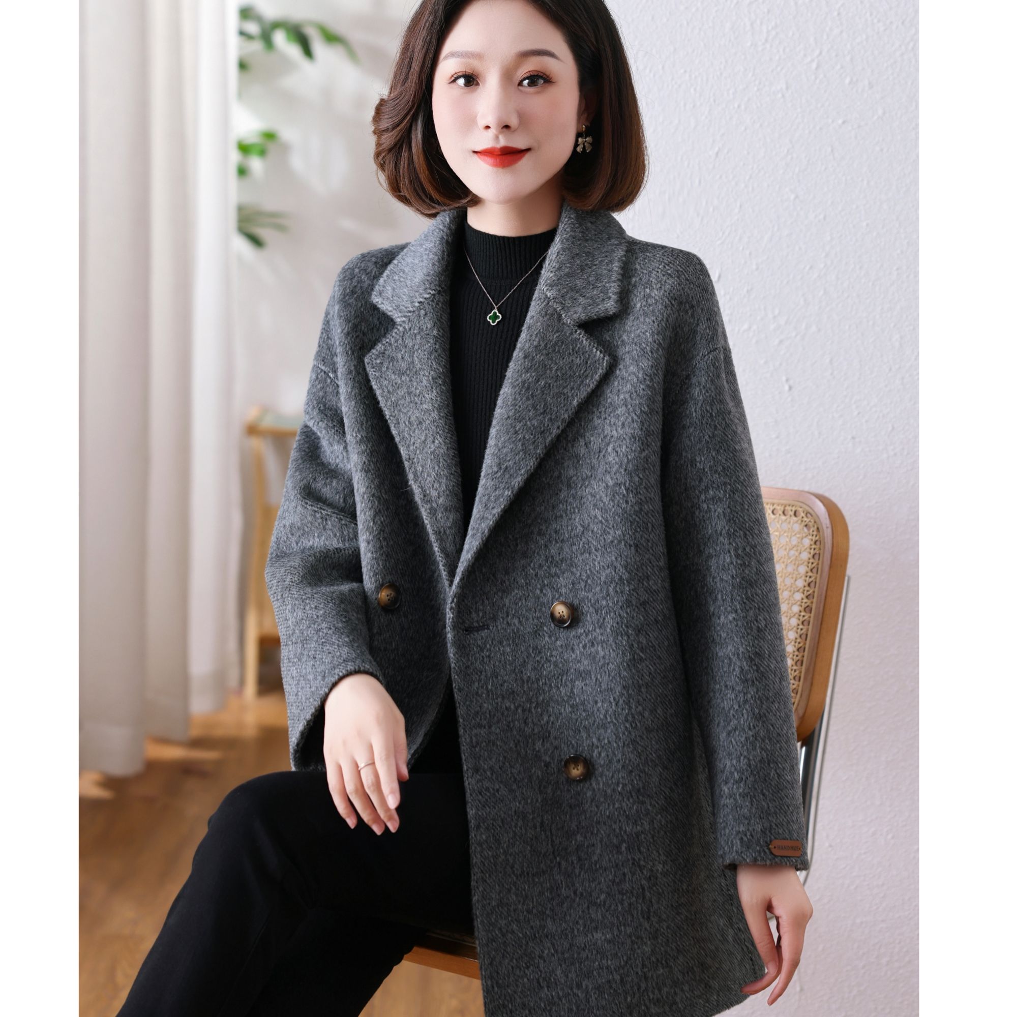 孜洋双面羊驼绒大衣中长款