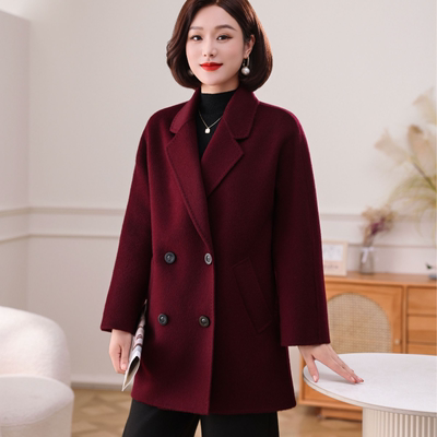 孜洋秋冬双面羊毛大衣中长款