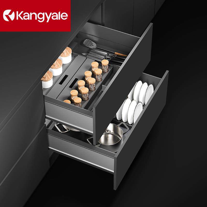 橱柜碗碟拉篮厨房双层抽屉式调料餐具收纳篮铝合金调味碗碟置物架,家装主材,拉篮,淘宝优惠券,粉丝福利购,淘宝优惠卷