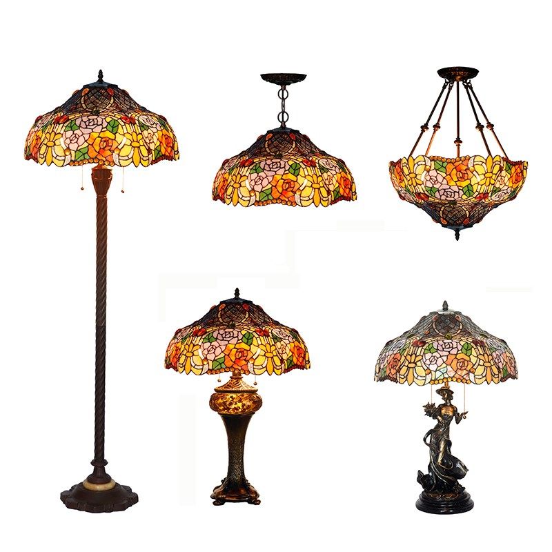 六面玫瑰欧式田园iffn复古传世收藏客厅卧室大台灯落地灯