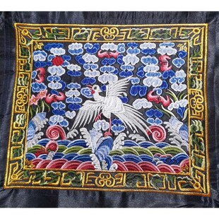 明代一品文官补子 仙鹤图案补子刺绣绣片 朝文官朝服补子刺绣