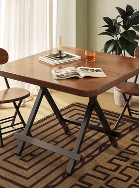 德国折叠桌餐桌家用小户型吃饭桌简易租房出租屋正方形小方桌子